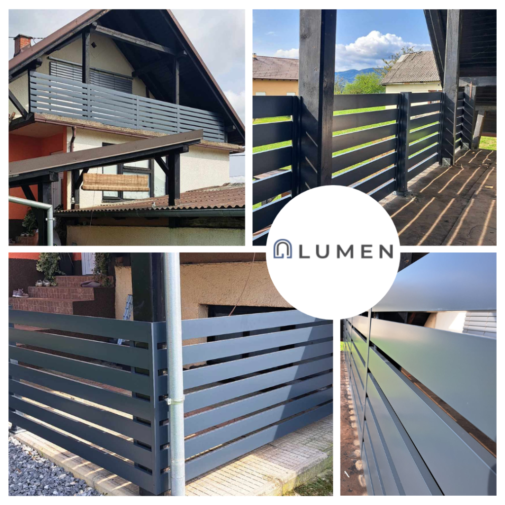 aluminijaste ograje, alu ograje, balkonske ograje, dvoriščne ograje, alumen sistemi, alumen, alumen ograje, alu sistemi, lamelne ograje, lepe ograje, kvalitetne ograje, model i100, model i60, model i60p, model h100, ugodne ograje, ograje, galerija alumen
