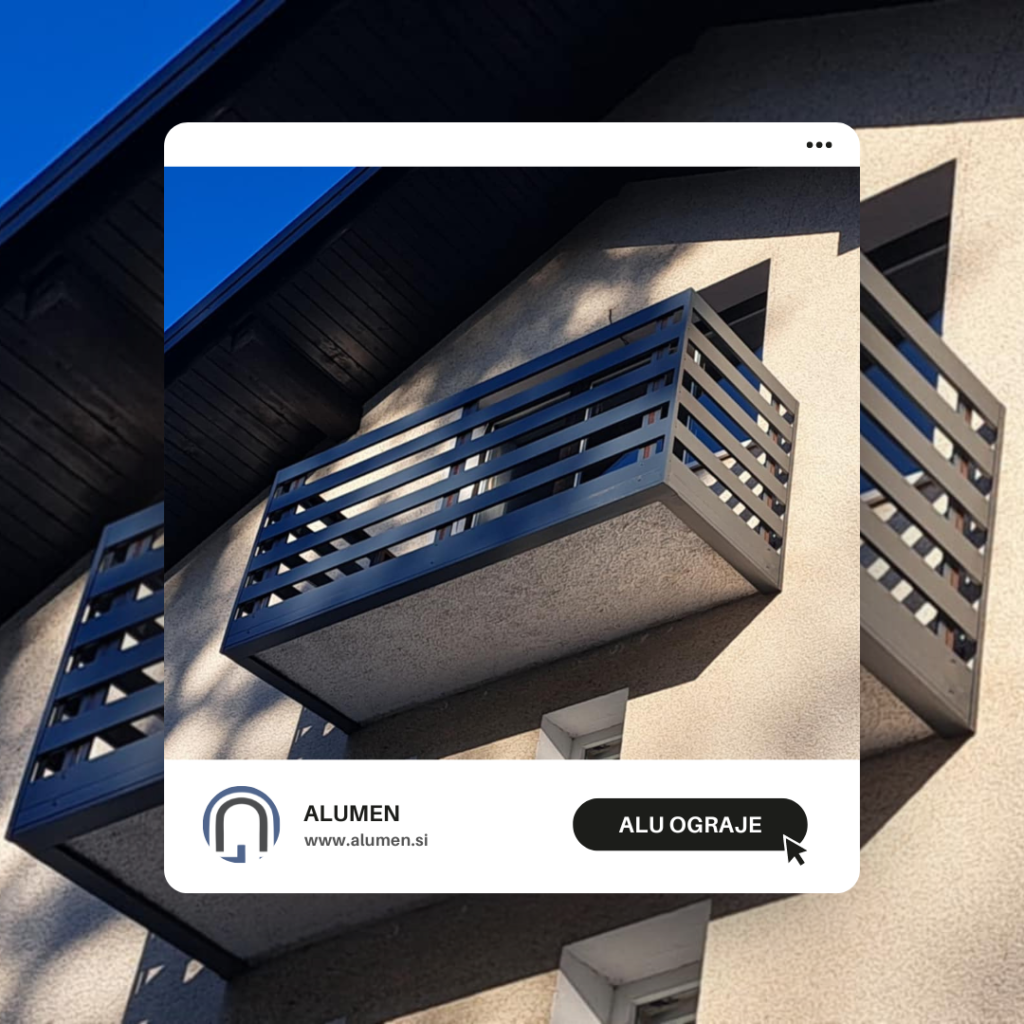 aluminijaste ograje, alu ograje, balkonske ograje, dvoriščne ograje, alumen sistemi, alumen, alumen ograje, alu sistemi, lamelne ograje, lepe ograje, kvalitetne ograje, model i100, model i60, model i60p, model h100, ugodne ograje, ograje, galerija alumen, balkonska ograja