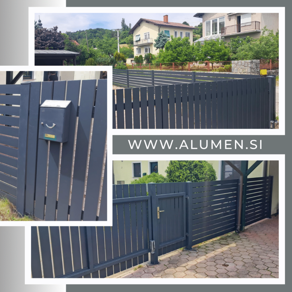 aluminijaste ograje, moderne ograje, ograje po meri, antracit ograje, ograje na zalogi, hitra izvedba, hitra montaža ograj, alu ograje, alumen